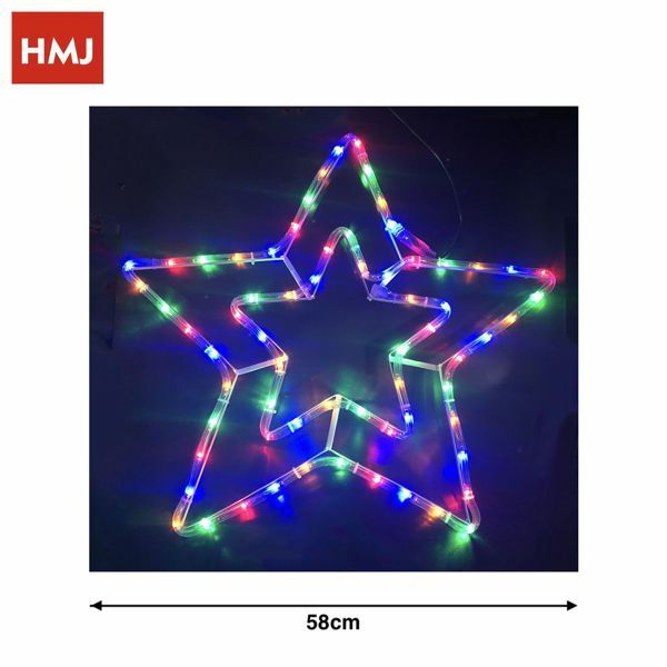 Stella Con Led Luce Multicolore 58cm Decorazione Natale hmj