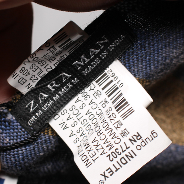NWT Zara Man Oversized Cotton Blend Casual Scarf Fringe Tassels Navy Multicolor