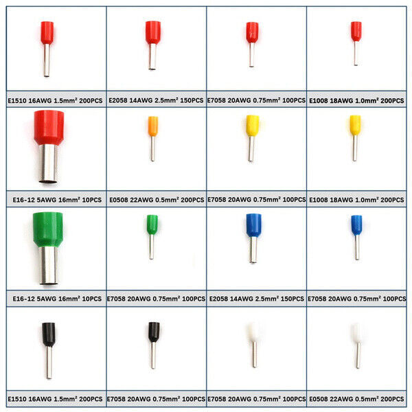 2120PCS Connectors Cord Wire Crimp Cable Pin End Bootlace Ferrule Terminals Kit