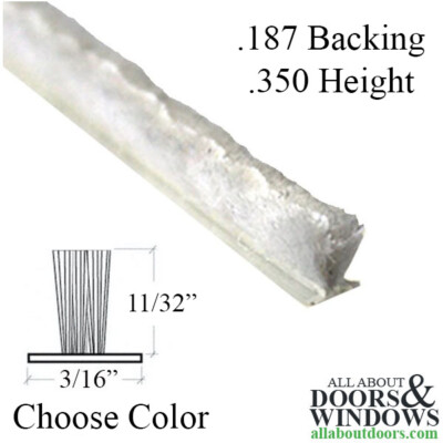 Weatherstrip .187'' T-Backing x .350'' Fuzzy Pile - White