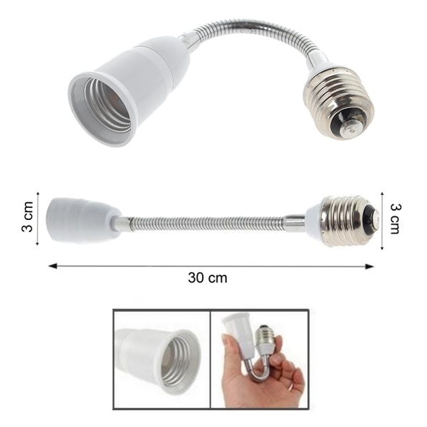 Adattatore Riduttore E27 E14 Prolunga Flessibile Semirigida Porta Lampada moc