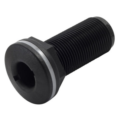 Trudesign 90420 Skin Fitting Domed 1 1/4'' BSP  Black nylon thru-hull connection 