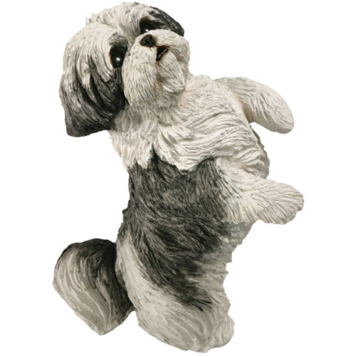 ♛ SANDICAST Dog Figurine Sculpture Shih Tzu Silver and White