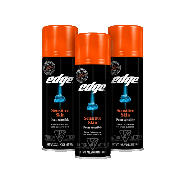Edge Shave Gel for Men, Sensitive Skin with Aloe, 7 oz (3 Pack) - Shaving Gel