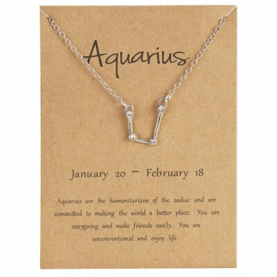 Fashion Charm 12 Constellation Pendant Necklace Star Zodiac Sign Necklace Gift