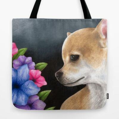 Tote Bag All over print Dog 77 Chihuahua art painting by L.Dumas