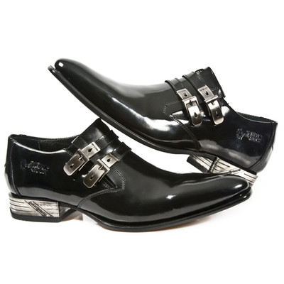 NEW ROCK ROCK BOOTS UNISEX PUNK GOTHIC STIEFEL - STYLE 2246 S5 SCHWARZ