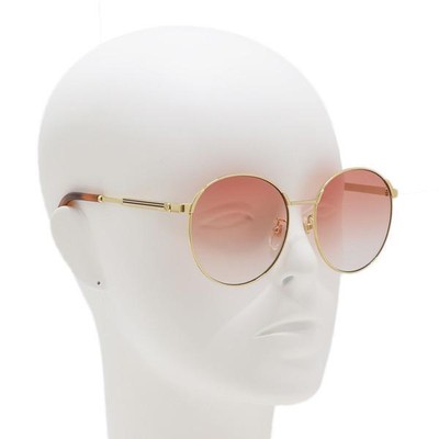 Pre-owned Gucci Gg0206sk 004 Sunglasses Gold Frame Orange Gradient Lenses 58mm In Pink