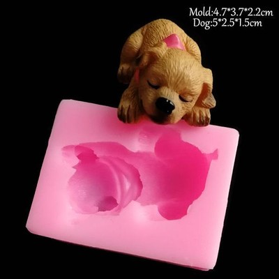 Molde de silicona 3d con forma de perro, arcilla de resina artesanal hecha a man