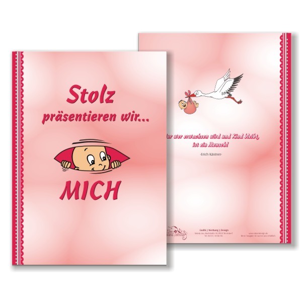 Babytagebuch Mädchen, DIN A4, 48 süße bunte Seiten zum Beschriften, Hardcover