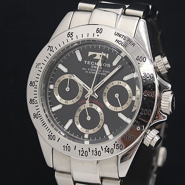 TECHNOS TGM615 SEIKO クロノグラフ 黒文字盤【ジャンク】 TECHNOS TGM615 SEIKO クロノグラフ 黒文字盤【ジャンク