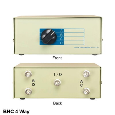 KNTK 4-Way BNC Manual Data Transfer Switch Box for Coaxial Display CCTV Security