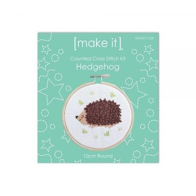 Make It Hedgehog Embroidery Kit Counted Cross Stitch 10cm Round DIY Craft
