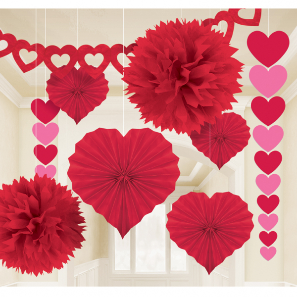 Valentines Day Party Red Paper Heart Giant Decorating Room Hanging