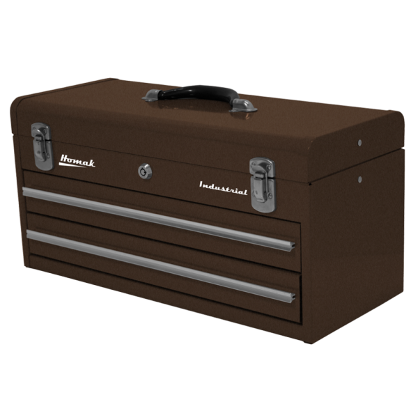 Homak 20in. Industrial 2-Drawer Steel Toolbox, Red Or Brown