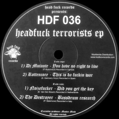 Various - Headf@#k Terrorists EP GABBER GABBA HARDCORE TECHNO Head F@#k HDF036
