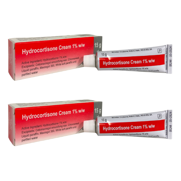2x Hydrocortisone Cream 15g - Inflammation, Skin Bites, Irritated Itchy Skin UK