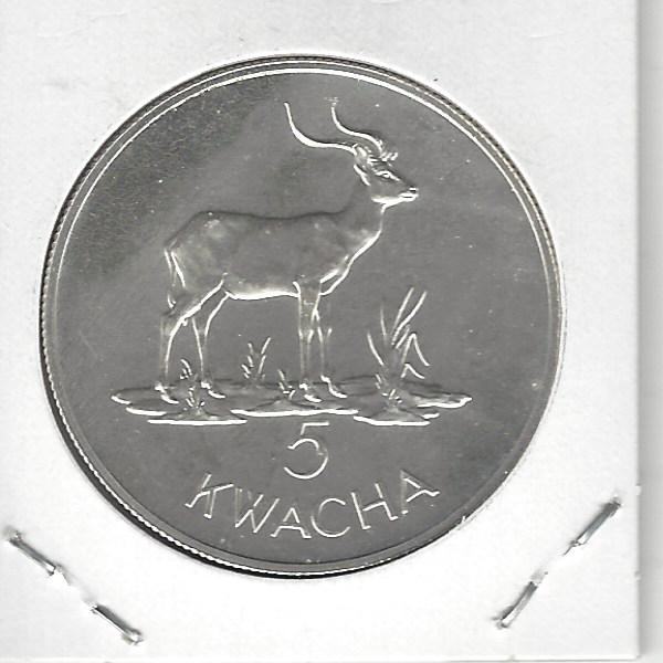Zambia 5 Kwacha, 1979, Conservation, Uncirculated, Silver