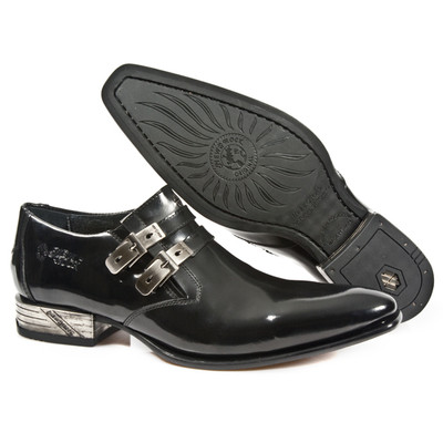 NEW ROCK ROCK BOOTS UNISEX PUNK GOTHIC STIEFEL - STYLE 2246 S5 SCHWARZ