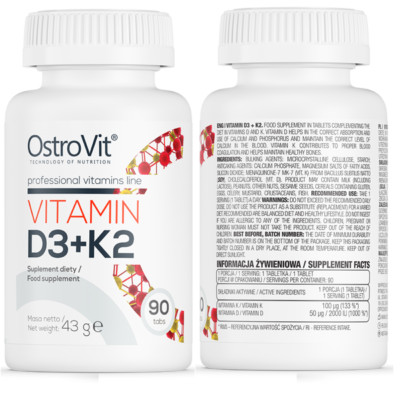 Vitamin D3 + K2 (MK-7) Tablets 2000IU / 100mcg Cholecalciferol (90 Days Supply)