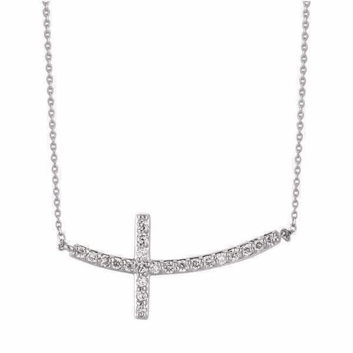 Pre-owned Morris 0.50 Carat Natural Diamond Cross Pendant Necklace 14k White Gold Si 18'' Chain