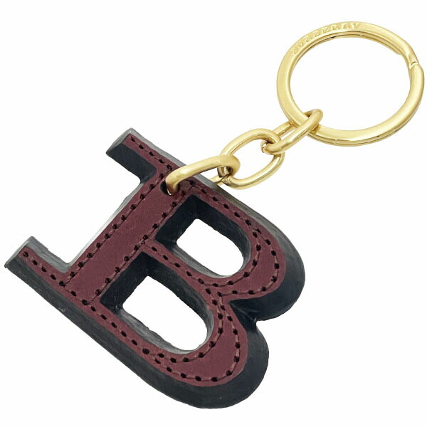 BURBERRY ゴールド キーリング □Authentic Burberry Keychain B Logo Keyring Leather