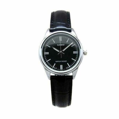 Casio LTP-V005L-1A Standard Analog Black Dial Black Leather Ladies' Watch