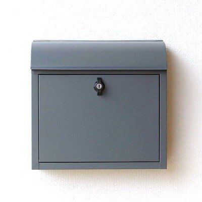 Steel Iron Roofing Mailbox Dark Gray with Lock Nordic Retro New