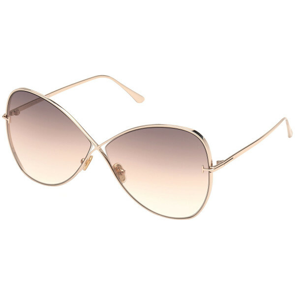Pre-owned Tom Ford Ft 0842 Nickie 28f Rose Gold/brown Gradient 66 Mm Tf 842