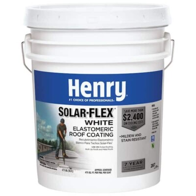 Henry 287 Solar-Flex White Acrylic Elastomeric Reflective Roof Coating 4.75 Gal