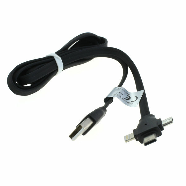 OTB Datenkabel 3in1 - für iPhone / Micro-USB / USB-C - Flachbandkabel - 1,0m - s