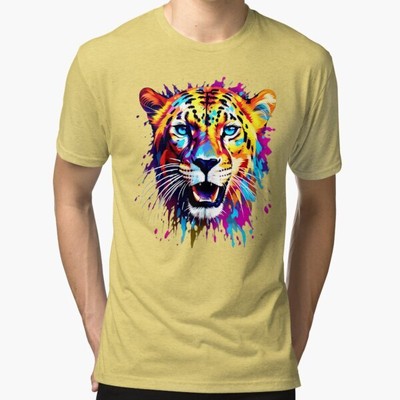 Splash Cheetah animals design Tri-blend Gildan T-Shirt