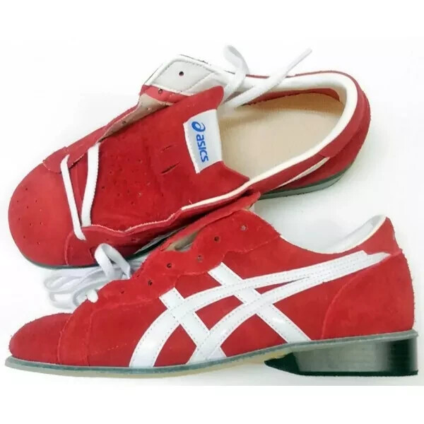 Pre-owned Asics 【limited Stock】 Weight Lifting Shoes Red White Natural Leather Tow727