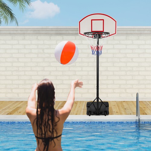 Portable Adjustable Basketball System Hoop Backboard Yard Outdoor Kids Sports