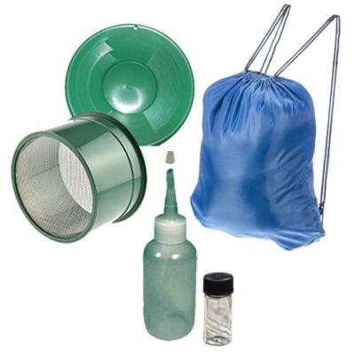   10" Green Gold Pans Panning Kit with Sniffer & Vial & More