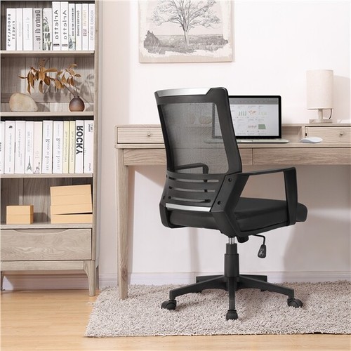 With Leather Seat, Ergonomic Adjustable Computer Chair Black