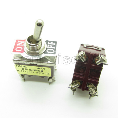 Heavy Duty Toggle Switch DPST 4 Screw Terminal ON-OFF 2 Position 12mm 15A 250V 