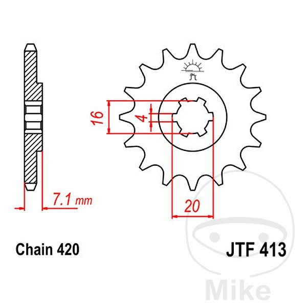 JT SPROCKETS Antriebs Ritzel 14 Zähne 420 Teilung STAHL JTF413.14