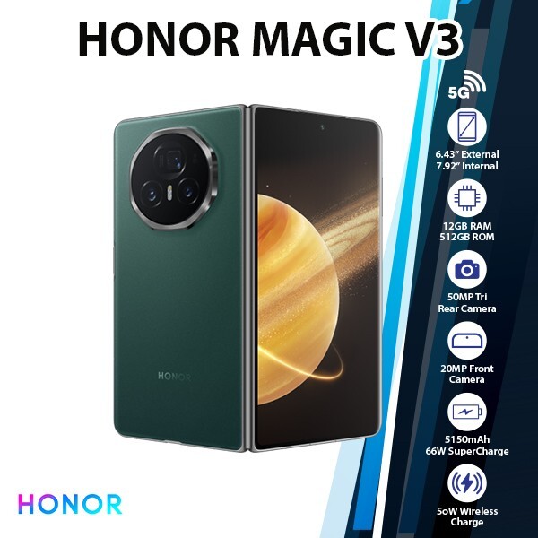 HONOR Magic V3 5G Android Cell Phone (Green/12GB+512GB/Dual