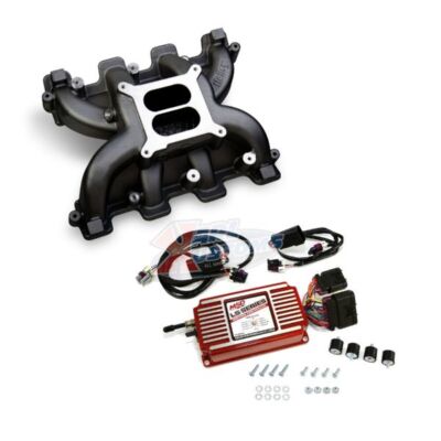 Holley 300-130BK LS1 Dual Plane Black Carb Intake & MSD 6014 Red Ignition Box