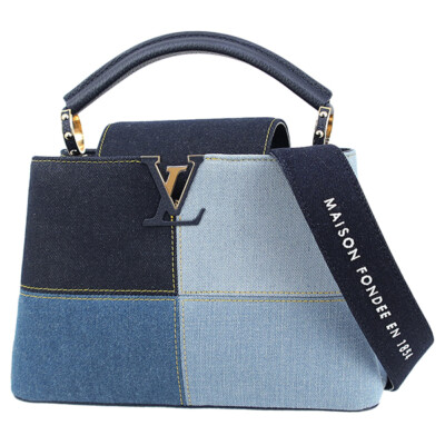 AUTH LOUIS VUITTON CAPUCINES BB DENIM CALF 2WAY BAG M59430