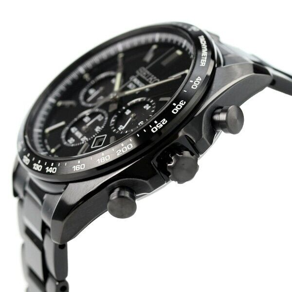 Pre-owned Seiko Selection Sbpy169 Solar Chronograph Watch All Black Men's Authentic