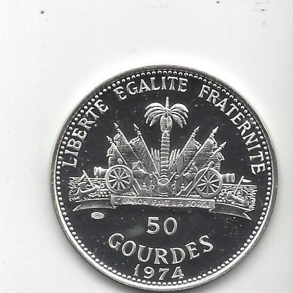 Haiti 50 Gourdes 1974,Pope Paul St. Peters Square Silver Proof, Only 960 Minted!
