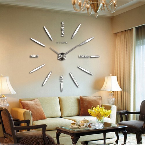 Details Zu Modern Large Wall Clock Art Design Diy 3d Mirror Surface Sticker Home Decor Diy