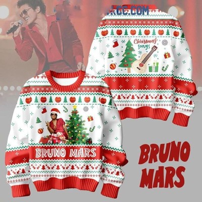 Bruno Mars 2024 Christmas Songs Ugly Sweater Gift For Fans Size Xs-5Xl