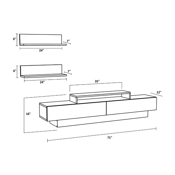 Modern Low 78" TV Stand Media Storage 2 Door Sound Bar Shelf  Wood Sleek White