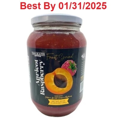 TRAILBLAZER FOODS APRICOT RASPBERRY SPREAD, 42 OUNCE JAR, BB 01/2025