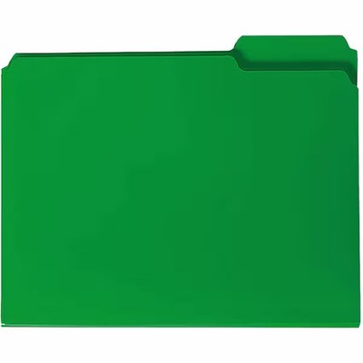 Waterproof Poly File Folders, 1/3 Cut Top Tab, Letter, Green, 24/Box