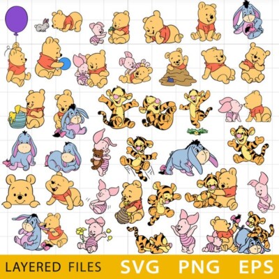WINNIE THE POOH LOGO SVG, DESIGNS BUNDLE, CUT FILES, SVG for Cricut