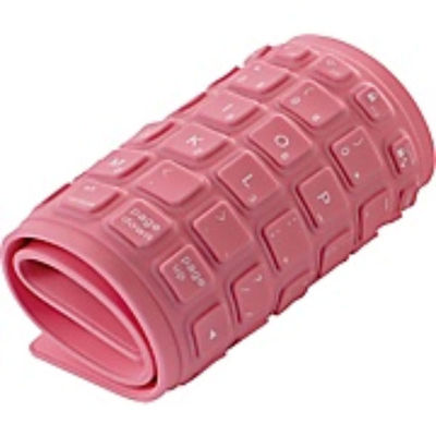 Brookstone Bluetooth Silicone Roll Up Keyboard for iPad Tablet Model 789725 Pink